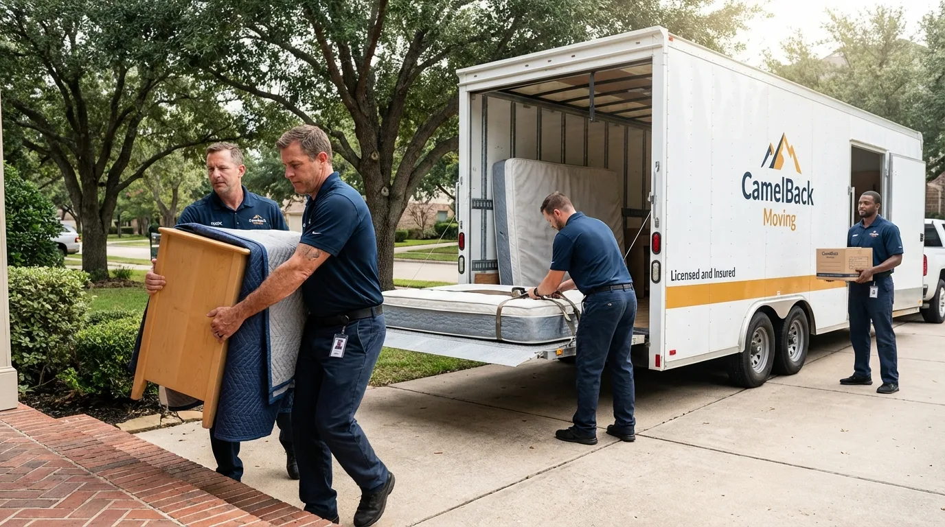 Crew loading residential truck for cross-state move from Glen Head, NY