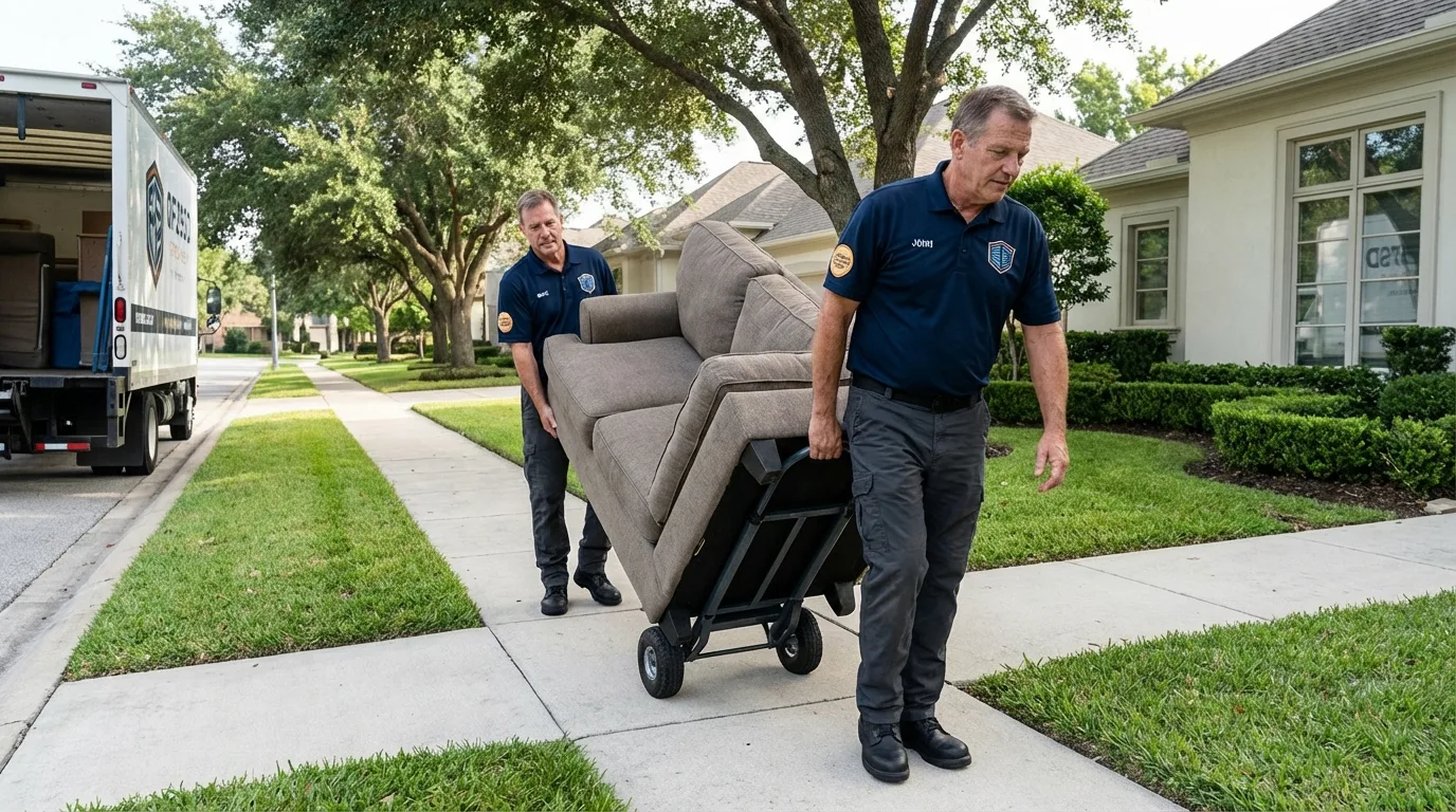 Local residential moving crew loading furniture in Glen Head, NY